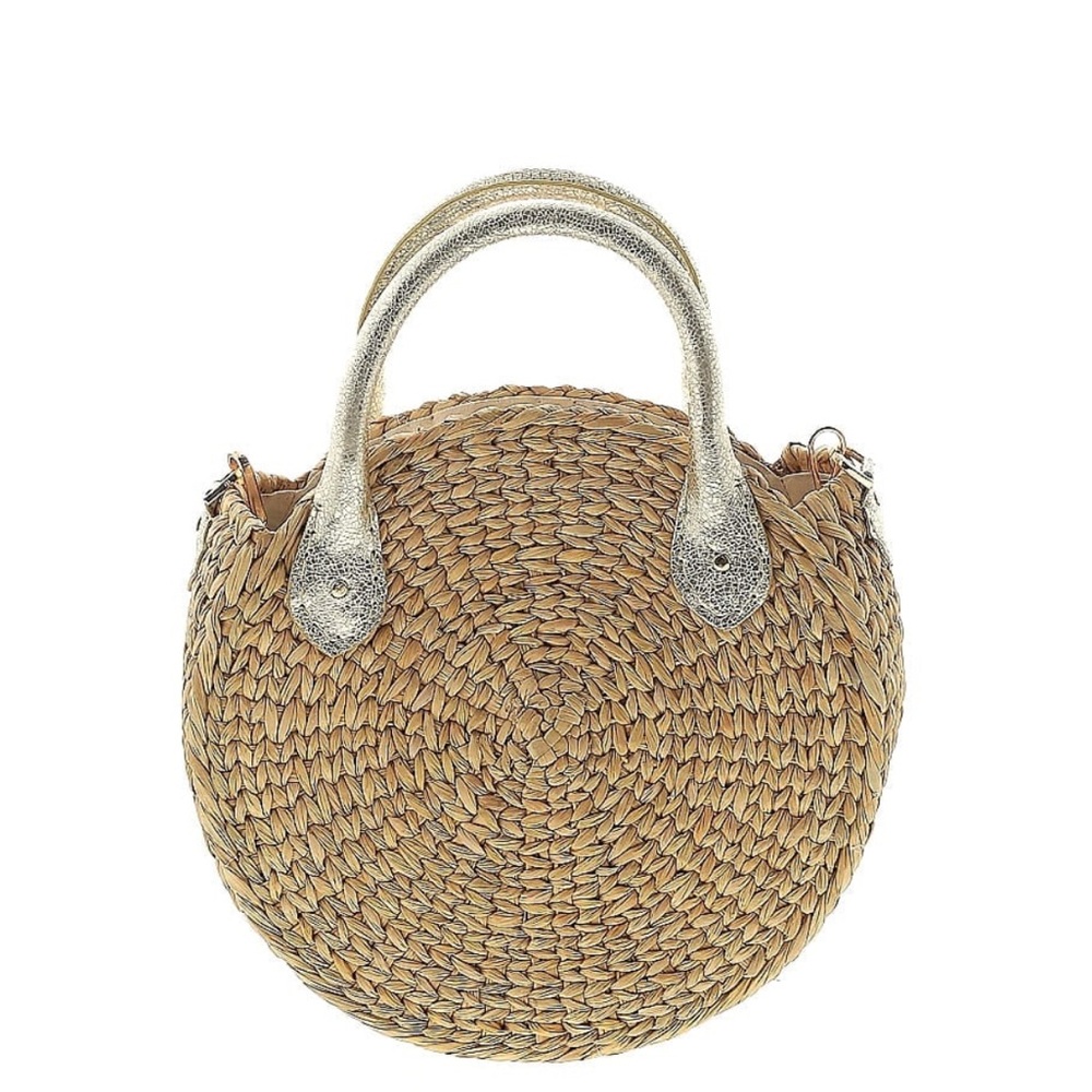 POOLSIDE Maxine round straw Ratan tote bag crossbody - Picture 3 of 4